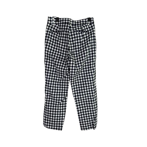 J Crew Holland Linen Straight Leg Checkered Pants Ankle Pockets 00 Black White - Picture 11 of 14
